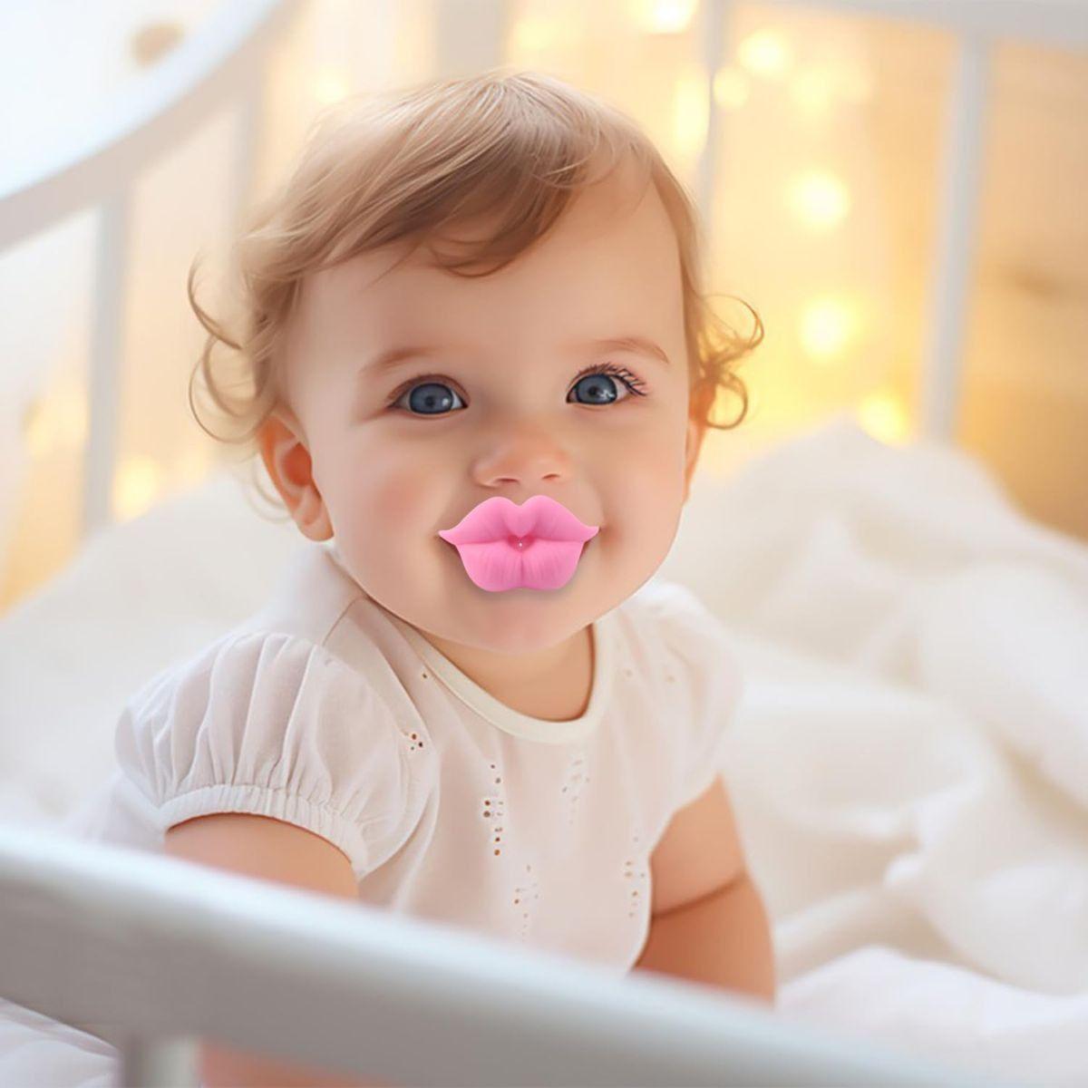 SET 6 CHUPETES FORMA LABIOS 0-18M DIVERTIDOS BEBE LAU-8