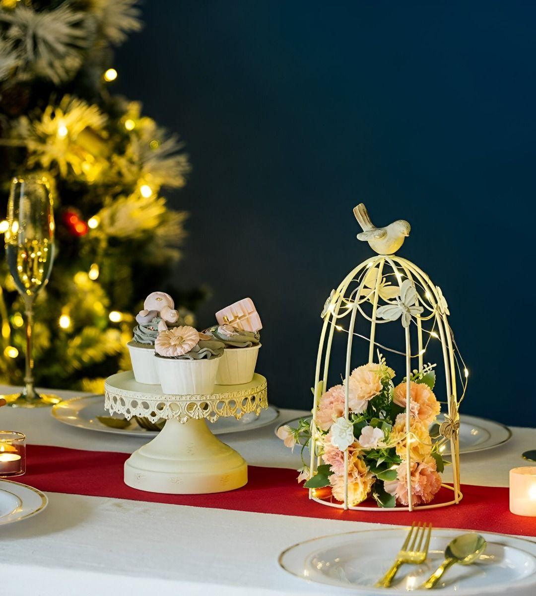 Portavelas Jaula Pájaros Multifunción Decorativo 38cm Jhn-8