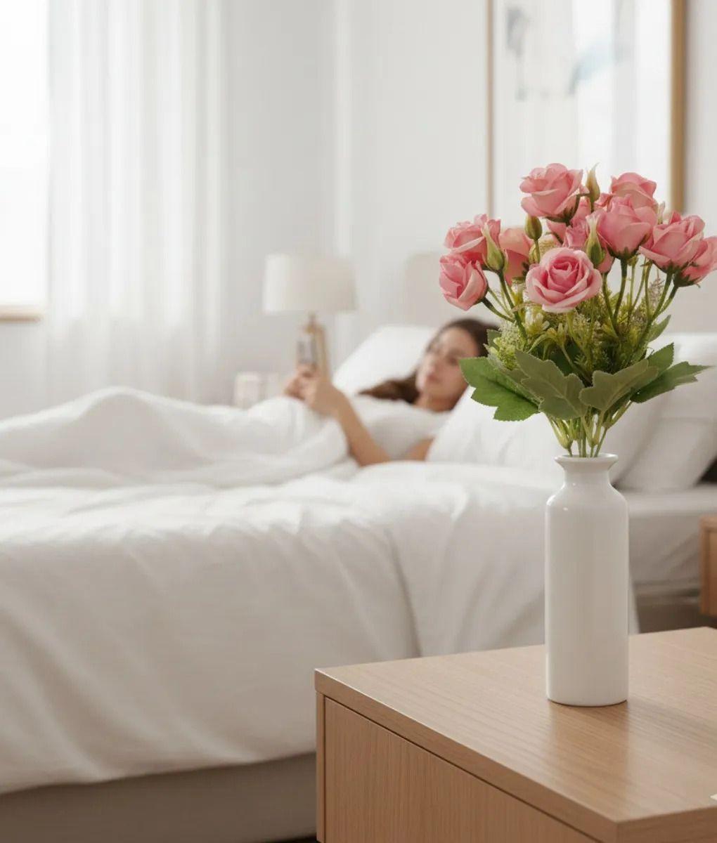 Set 4 Flores Artificiales Ramo Decorativo Rosas Botón Jhn-2