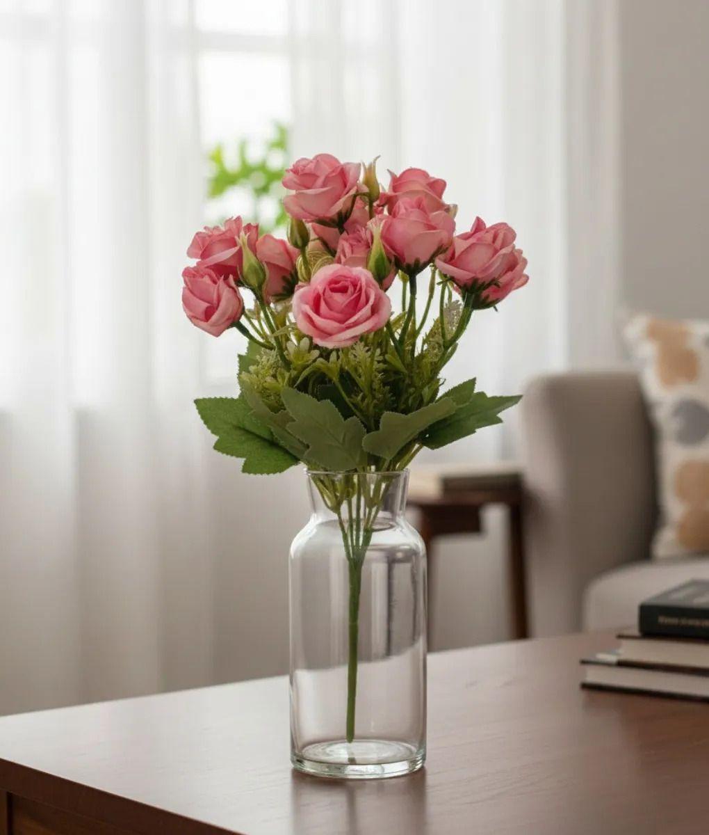 Set 4 Flores Artificiales Ramo Decorativo Rosas Botón Jhn-8