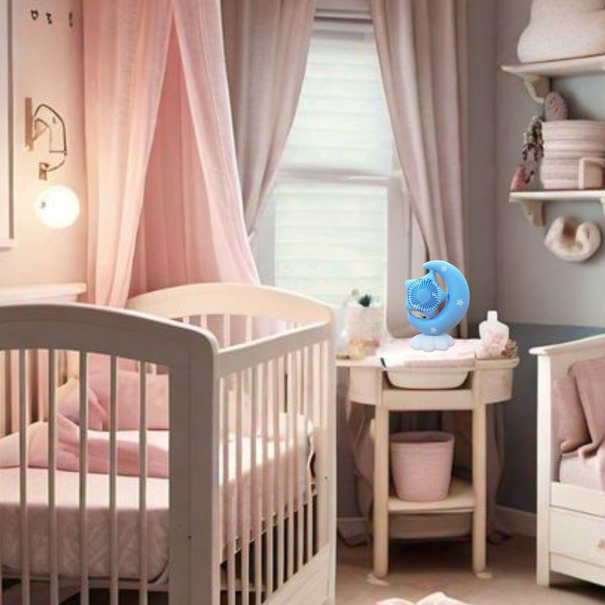 Mini Ventilador Escritorio USB Luz Nocturna Niños Niñas Lau-3
