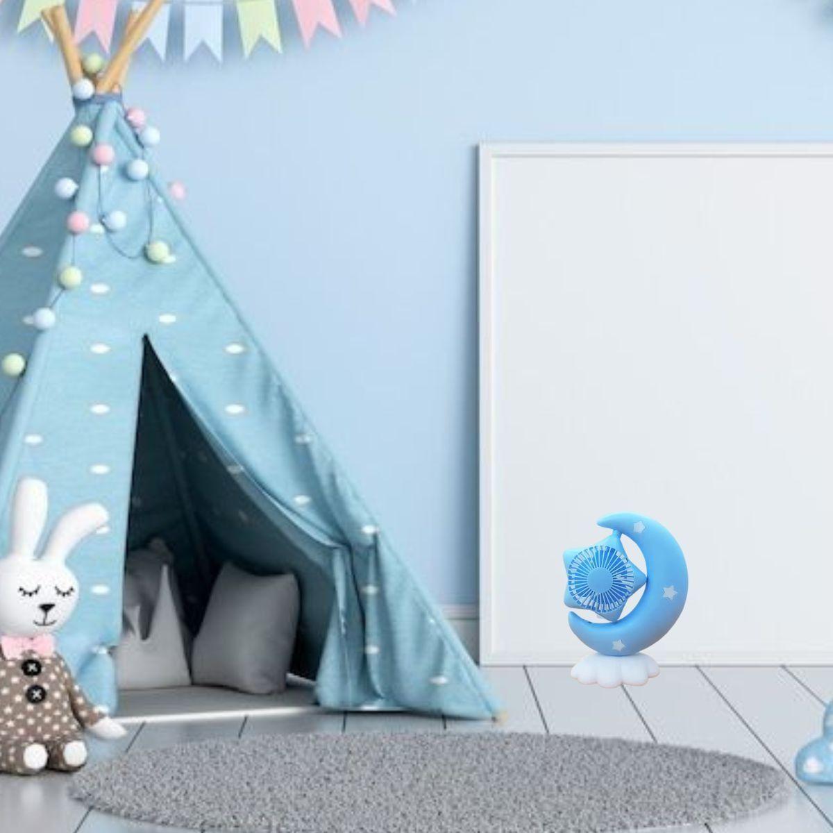 Mini Ventilador Escritorio USB Luz Nocturna Niños Niñas Lau-6