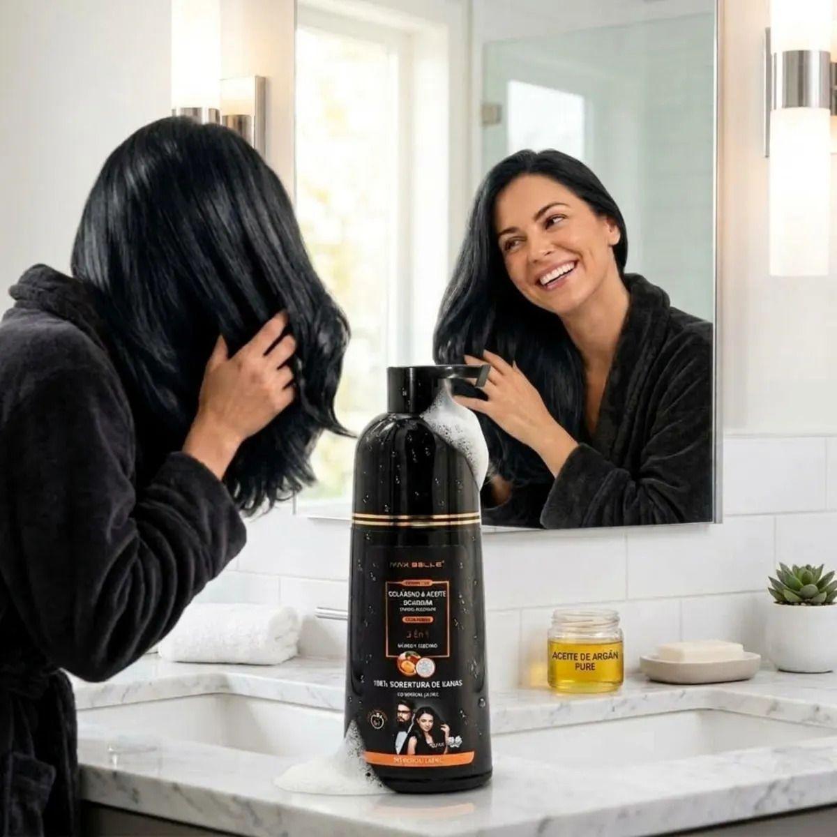 Champú Tinte Negro Cubre Canas Orgánico Sin Amoníaco ALJ-7