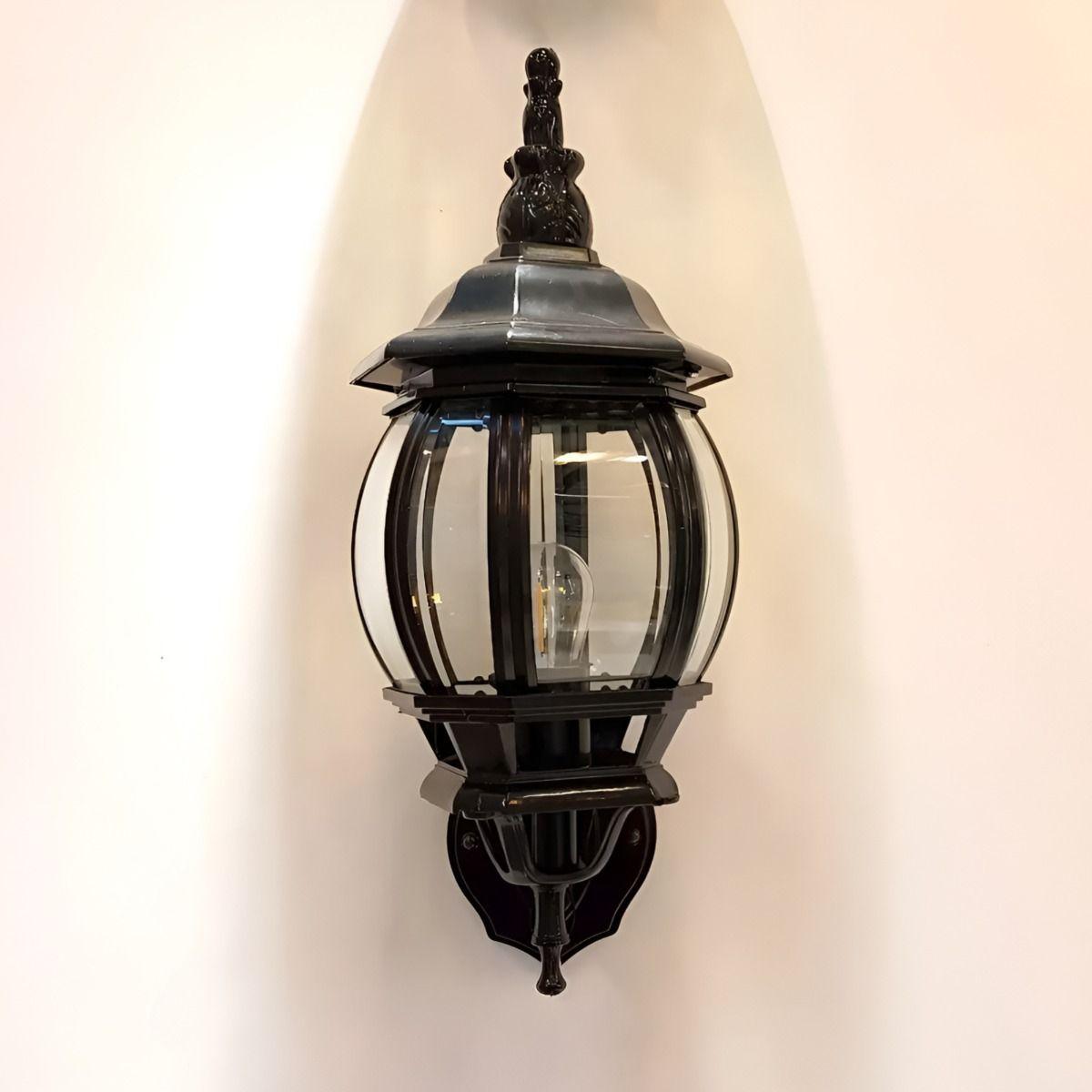 Lámpara Aplique Pared Exteriores Negro Vidrio Biselado Jhn-3