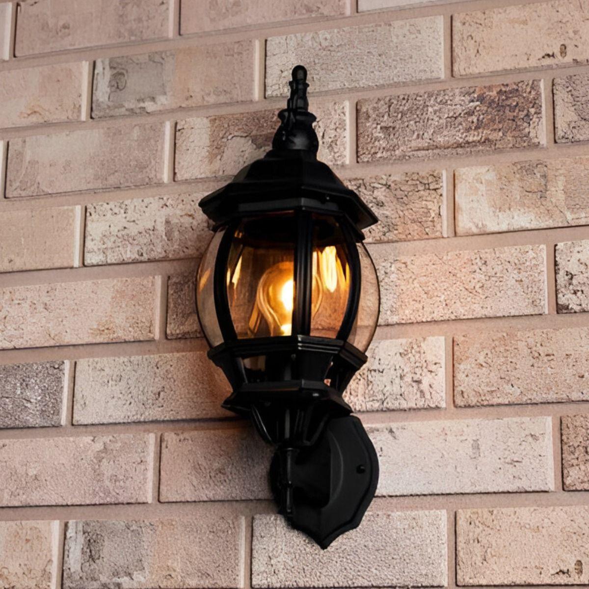 Lámpara Aplique Pared Exteriores Negro Vidrio Biselado Jhn-4