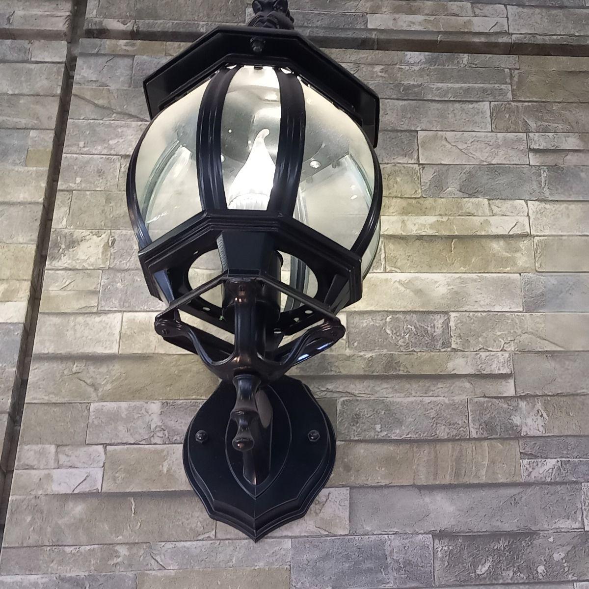 Lámpara Aplique Pared Exteriores Negro Vidrio Biselado Jhn-5