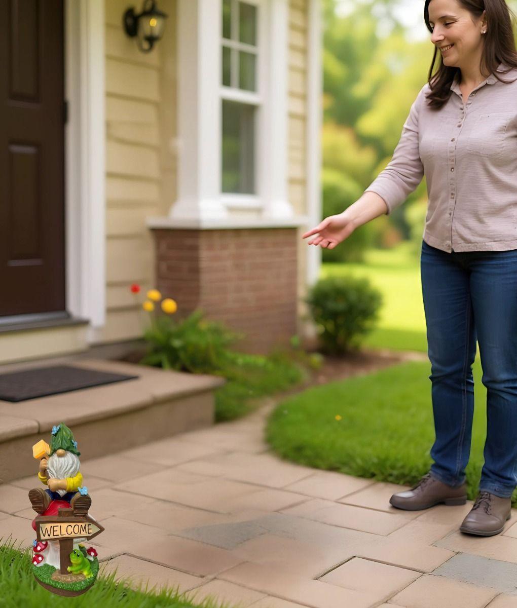 Figura Decorativa Gnomo Jardín Adorno Iluminado Solar Jhn-3