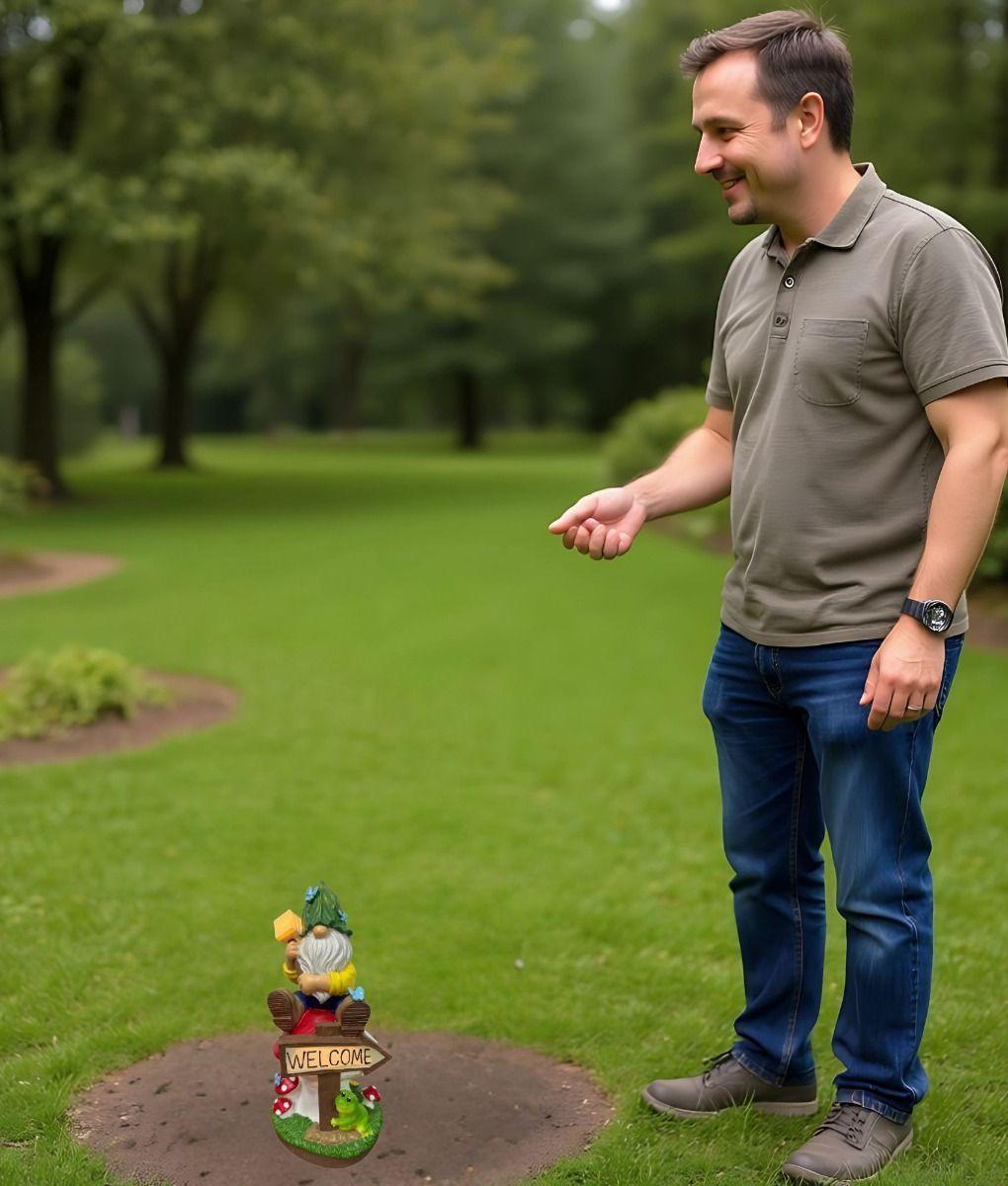 Figura Decorativa Gnomo Jardín Adorno Iluminado Solar Jhn-4