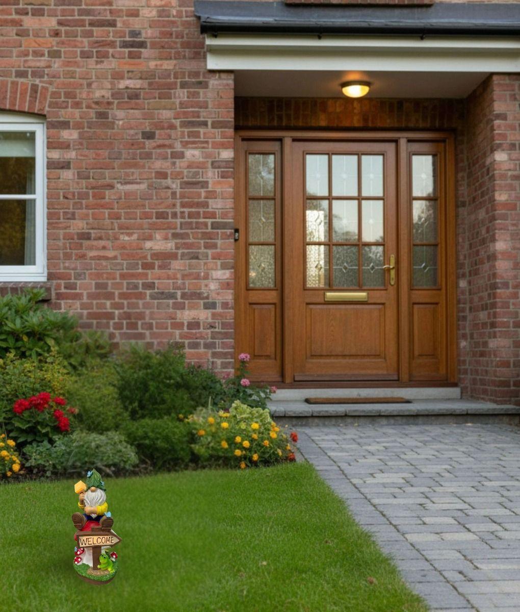 Figura Decorativa Gnomo Jardín Adorno Iluminado Solar Jhn-9