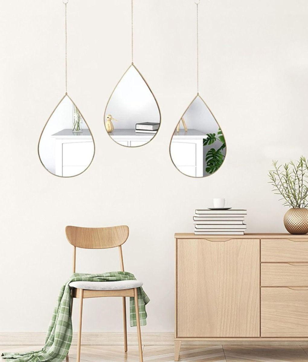 Set 3 Espejo Lágrima Decorativo Pared Gota Hogar Jhn-6