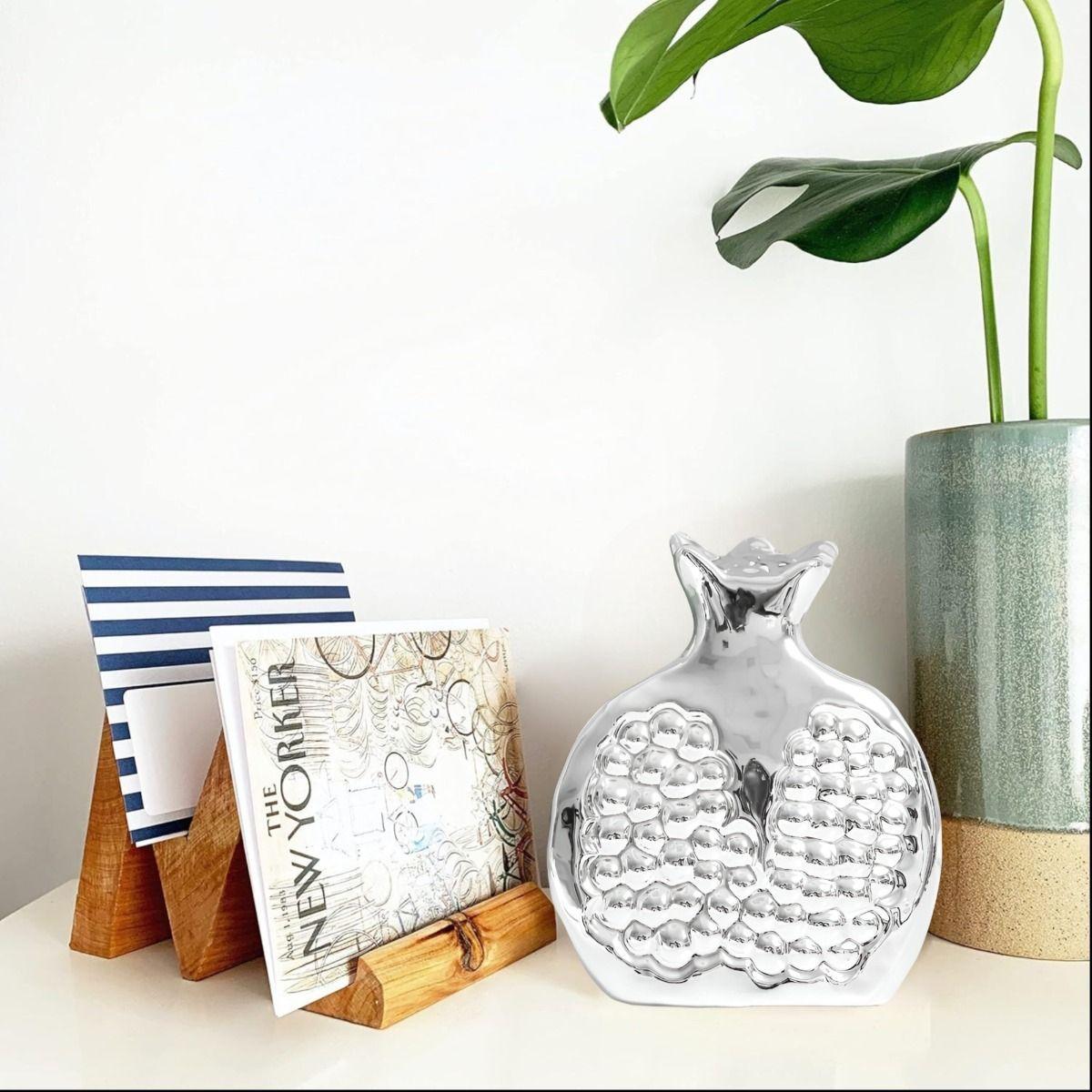 Set 3 Escultura Figura Fruta Decoración Mesa Plateado Jhn-4