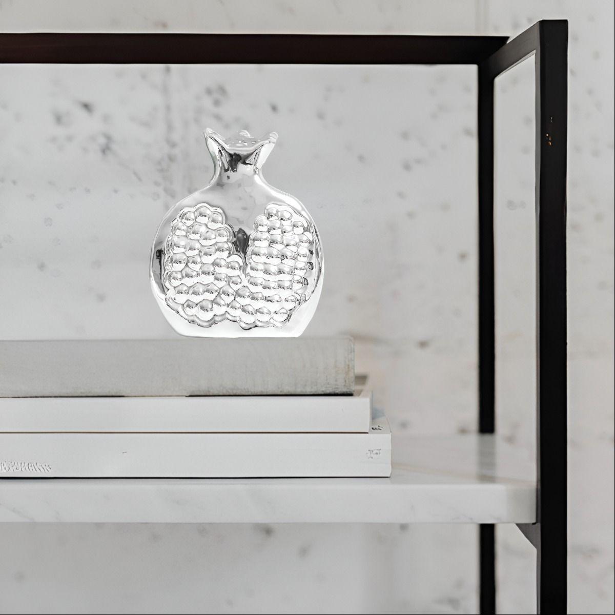 Set 3 Escultura Figura Fruta Decoración Mesa Plateado Jhn-6