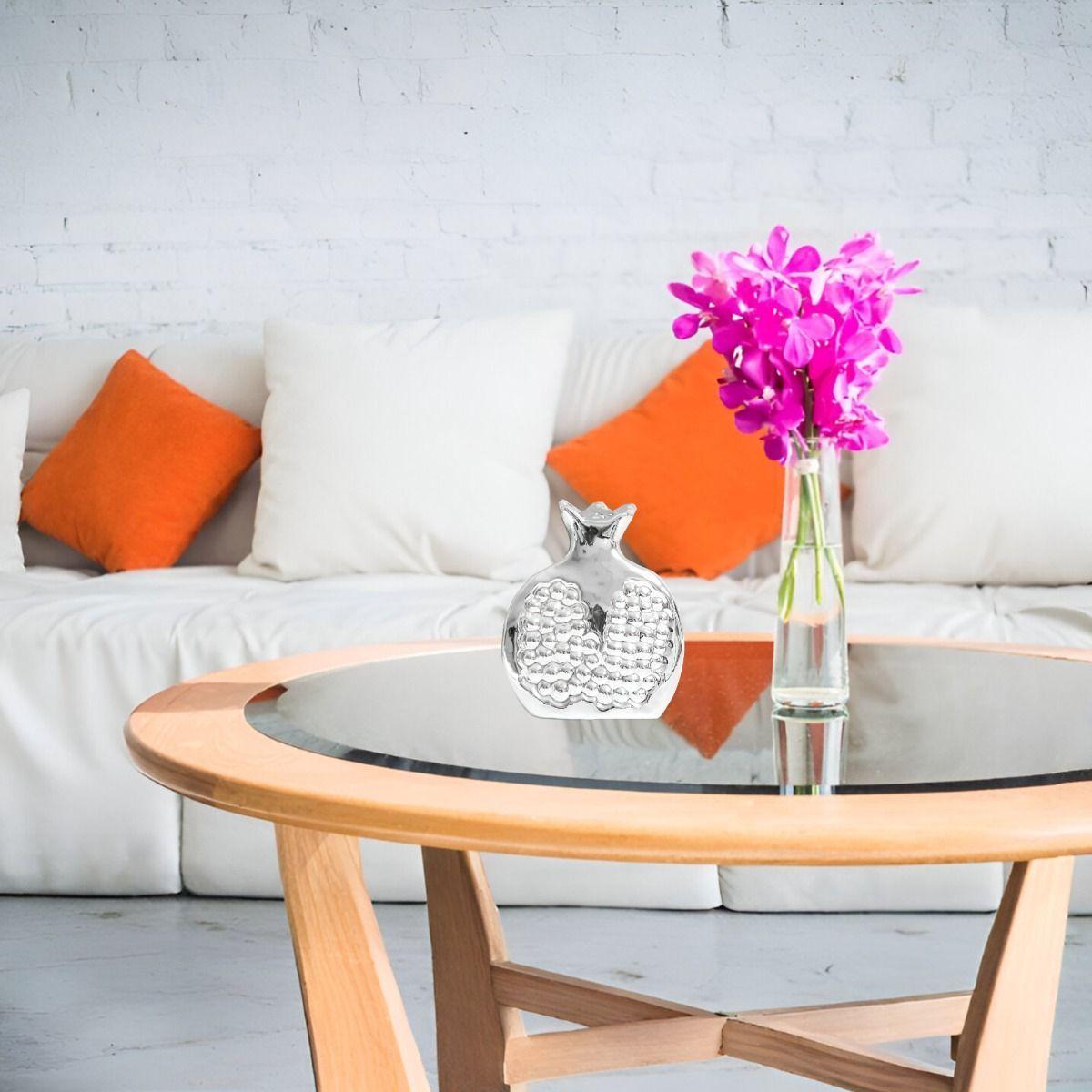 Set 3 Escultura Figura Fruta Decoración Mesa Plateado Jhn-7