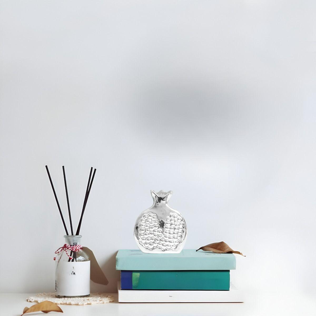 Set 3 Escultura Figura Fruta Decoración Mesa Plateado Jhn-9