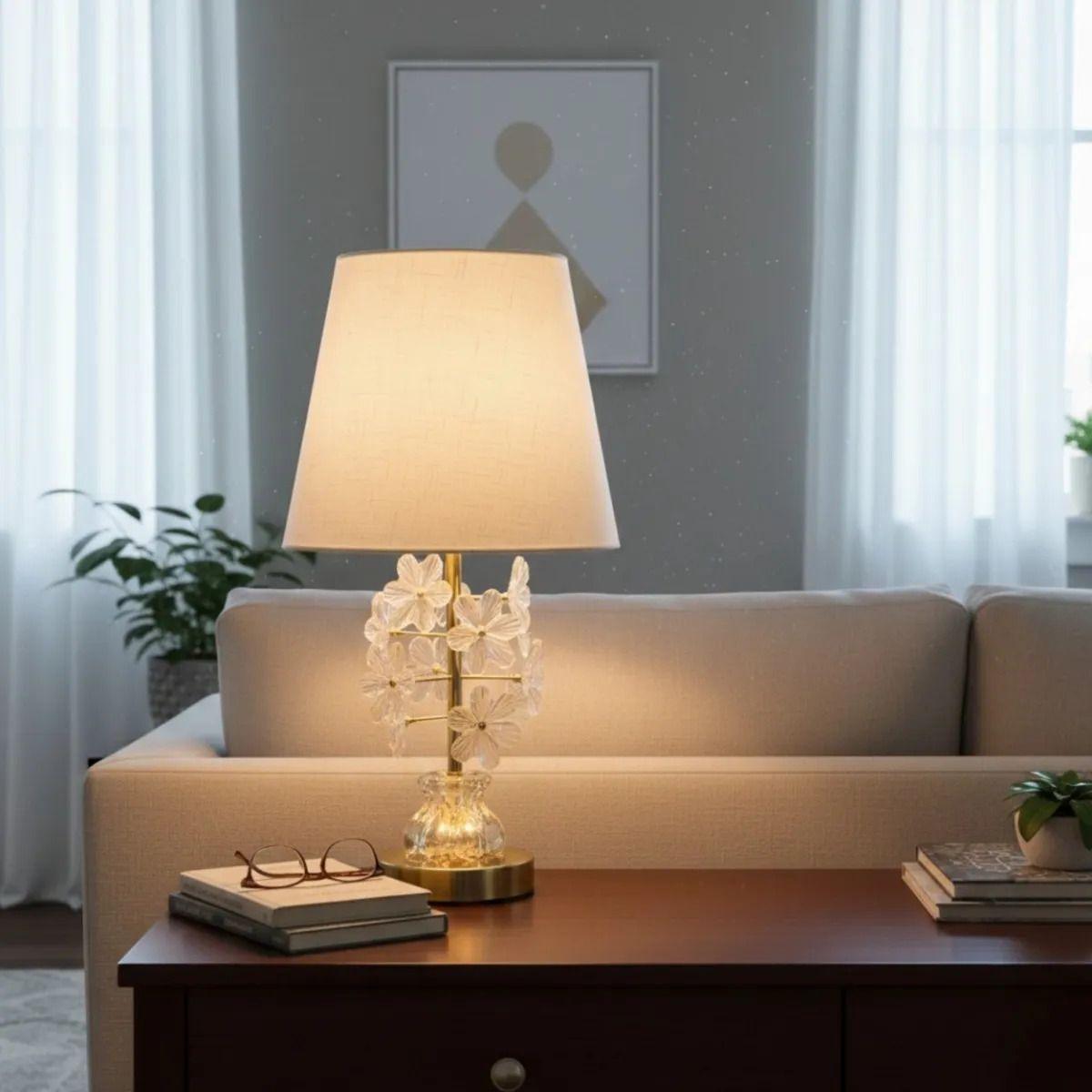 Lámpara Mesa Decorativa Diseño Flores Estilo Elegante Jhn-7