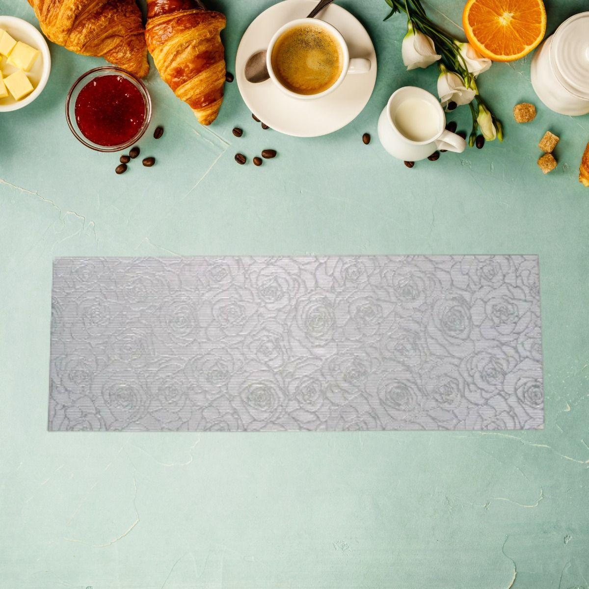 Set de 3 Mantel Decorativo Dorado Plata Floral Relieve Jhn-5