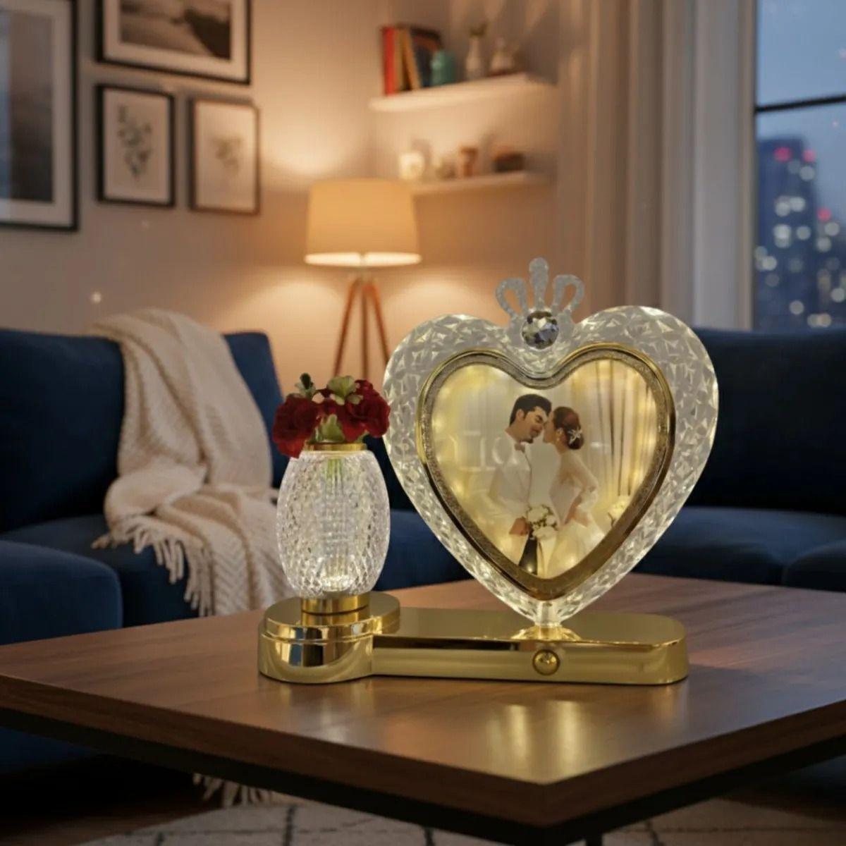 Portarretrato Decorativo Marco Foto Luminoso Corazón Jhn-7