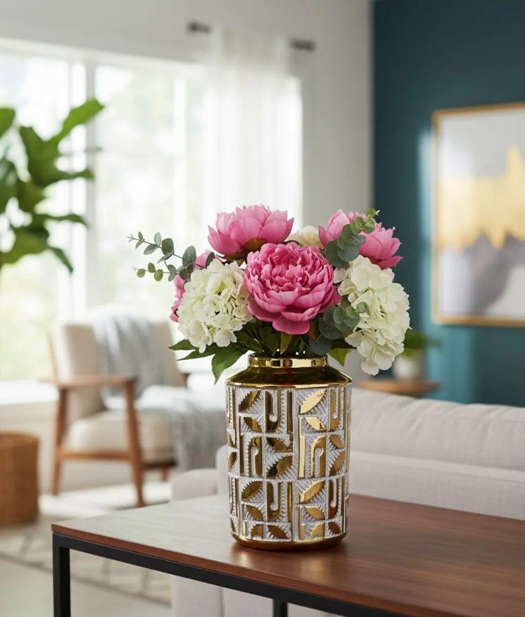 Florero Decorativo Jarrón Diseño Tropical Alto Relieve Jhn -6