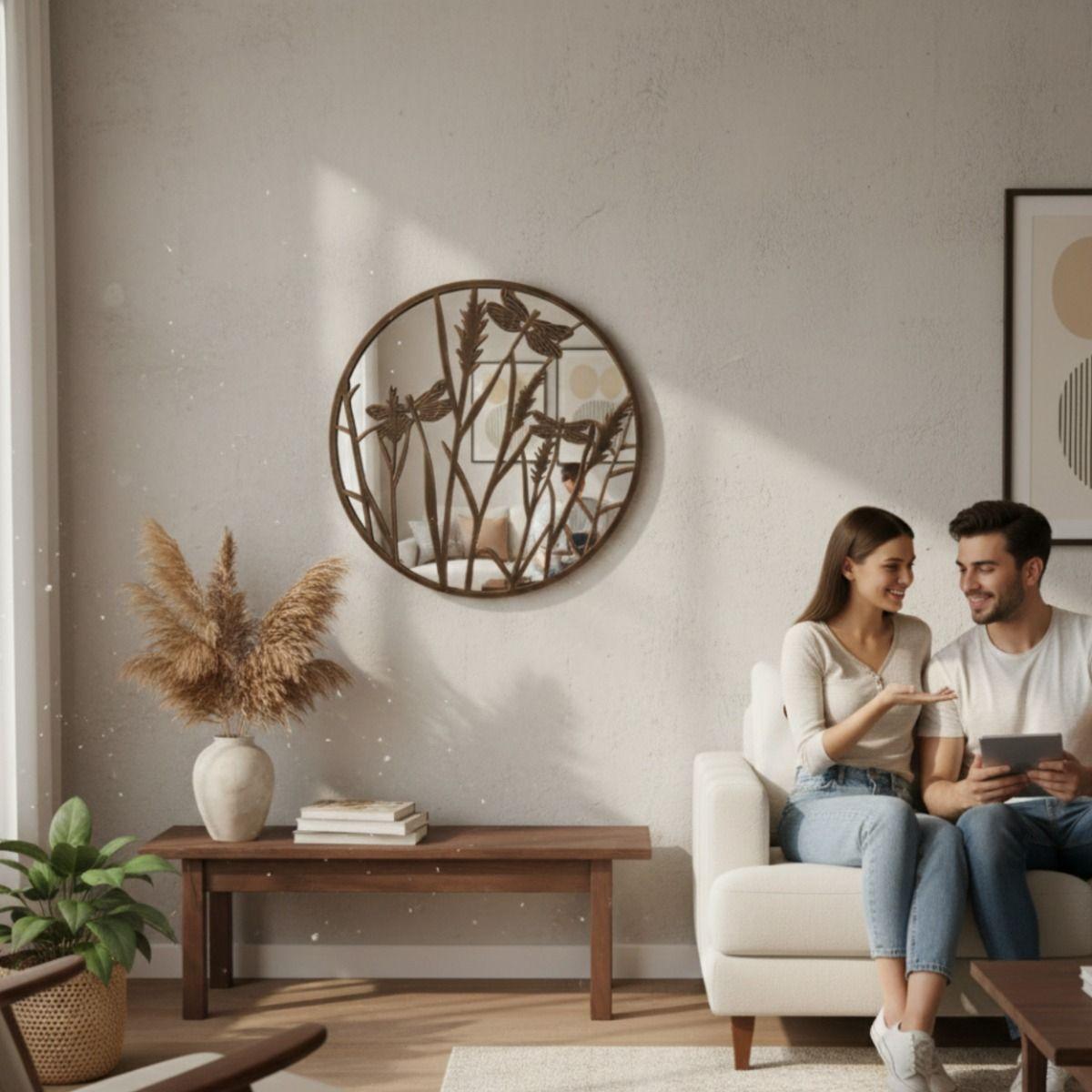 Espejo Pared Decorativo Armonía Natural Relieve Libélula Jhn-4