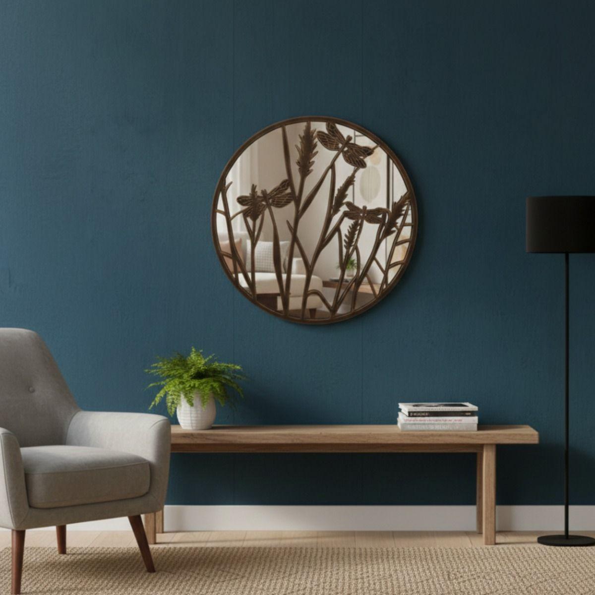 Espejo Pared Decorativo Armonía Natural Relieve Libélula Jhn-6