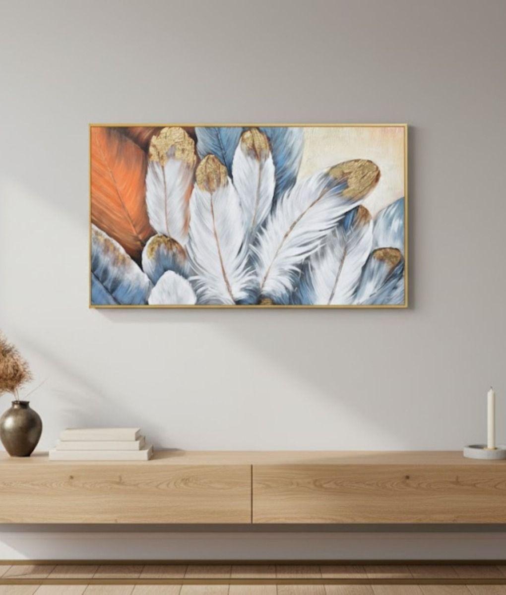 Cuadro Decorativo Plumas Abstractas Adorno Pared Jhn-8