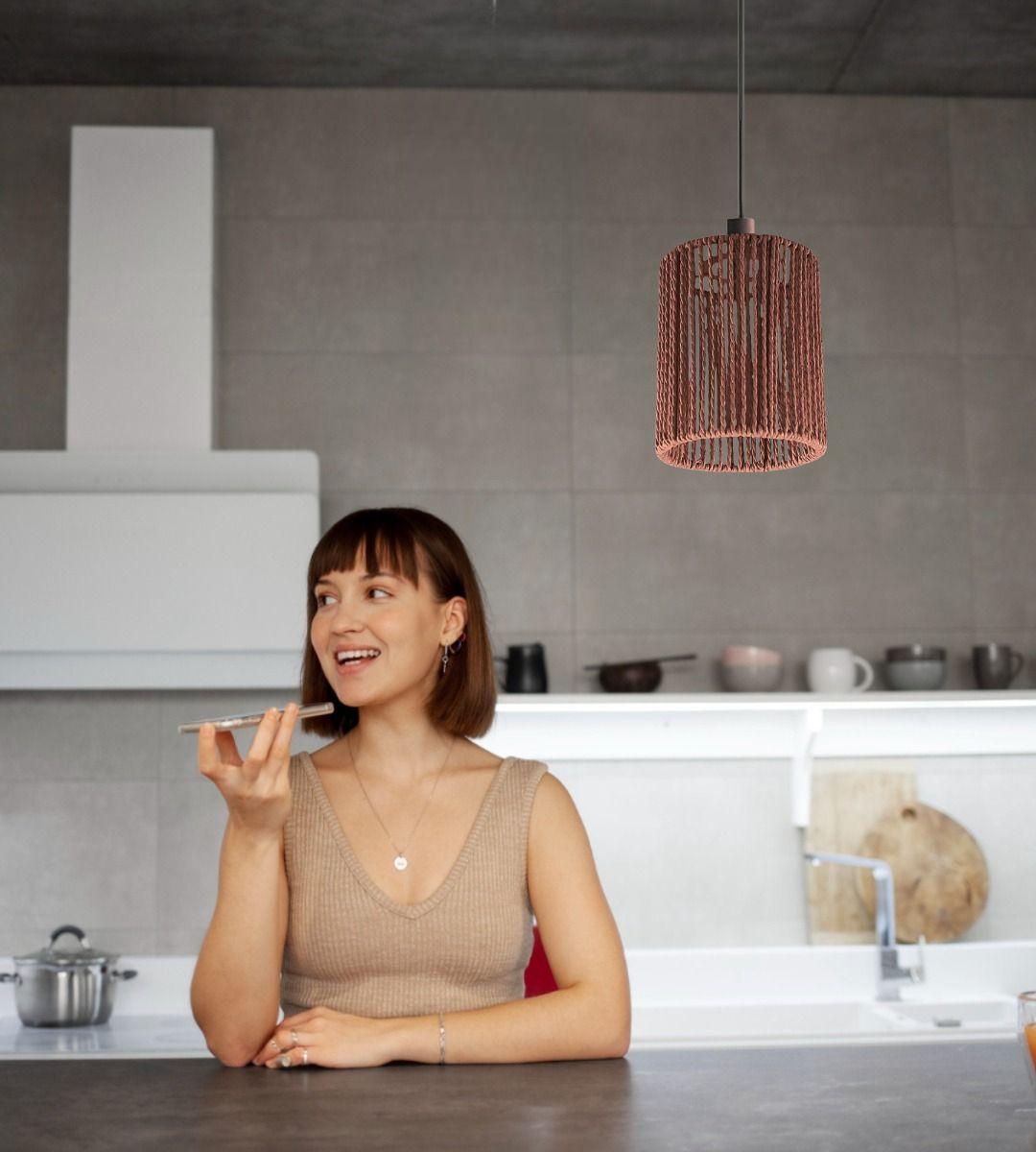 Lámpara Colgante Natural Bohemia Tejida Decorativa Jhn-5