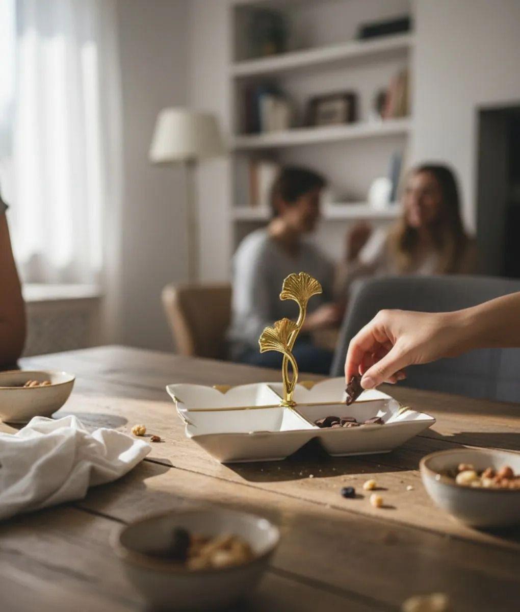 Bandeja Decorativa Servicio Seccionada Mango Botánico Jhn-6