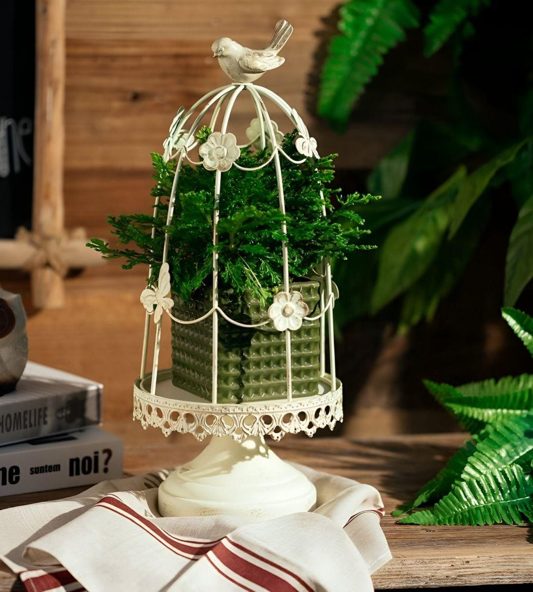 Portavelas Jaula Pájaros Decorativo Multifunción 36cm Jhn-5