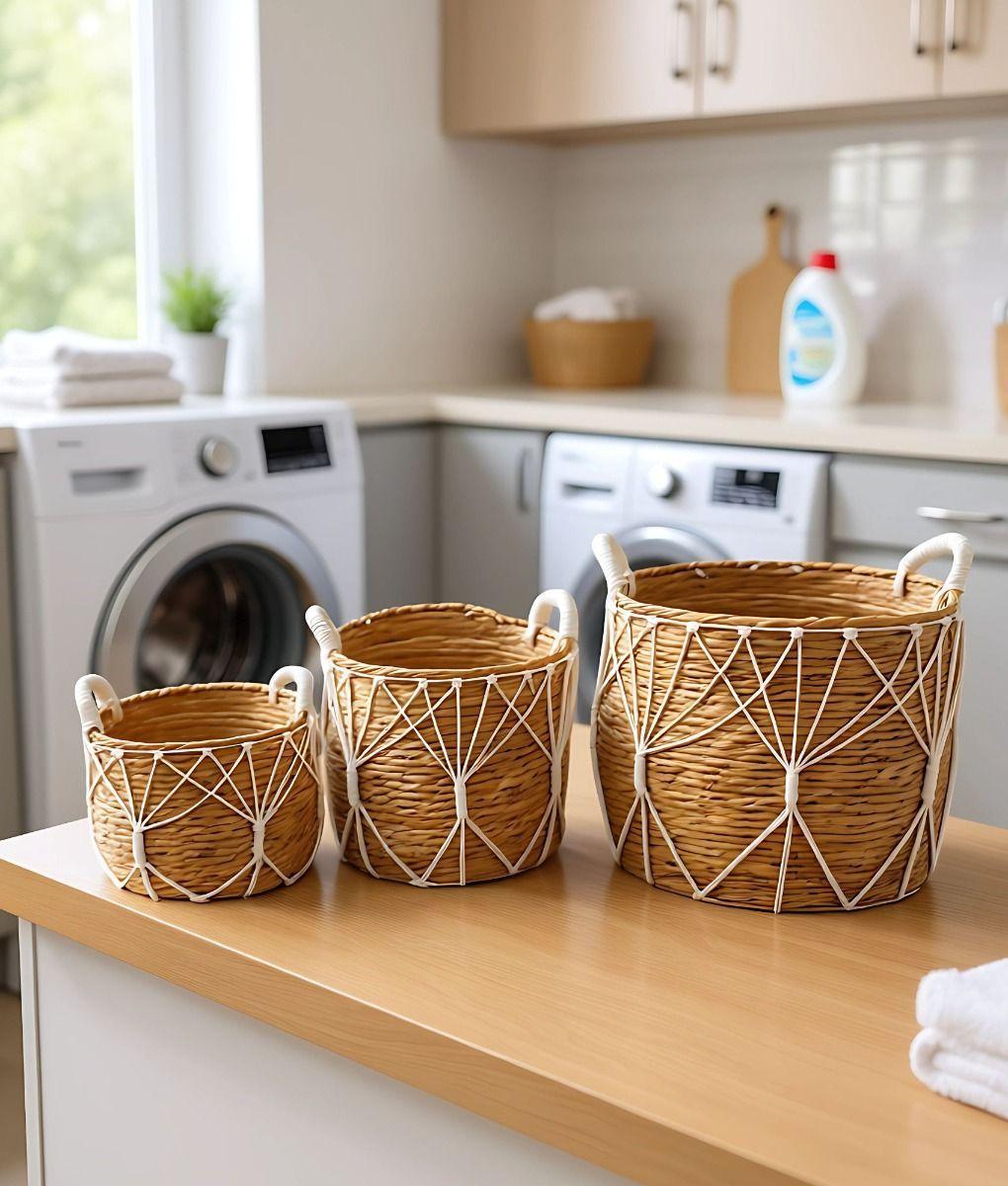 Set 3 Canastos Almacenamiento Natural Decorativos Hogar Jhn-6