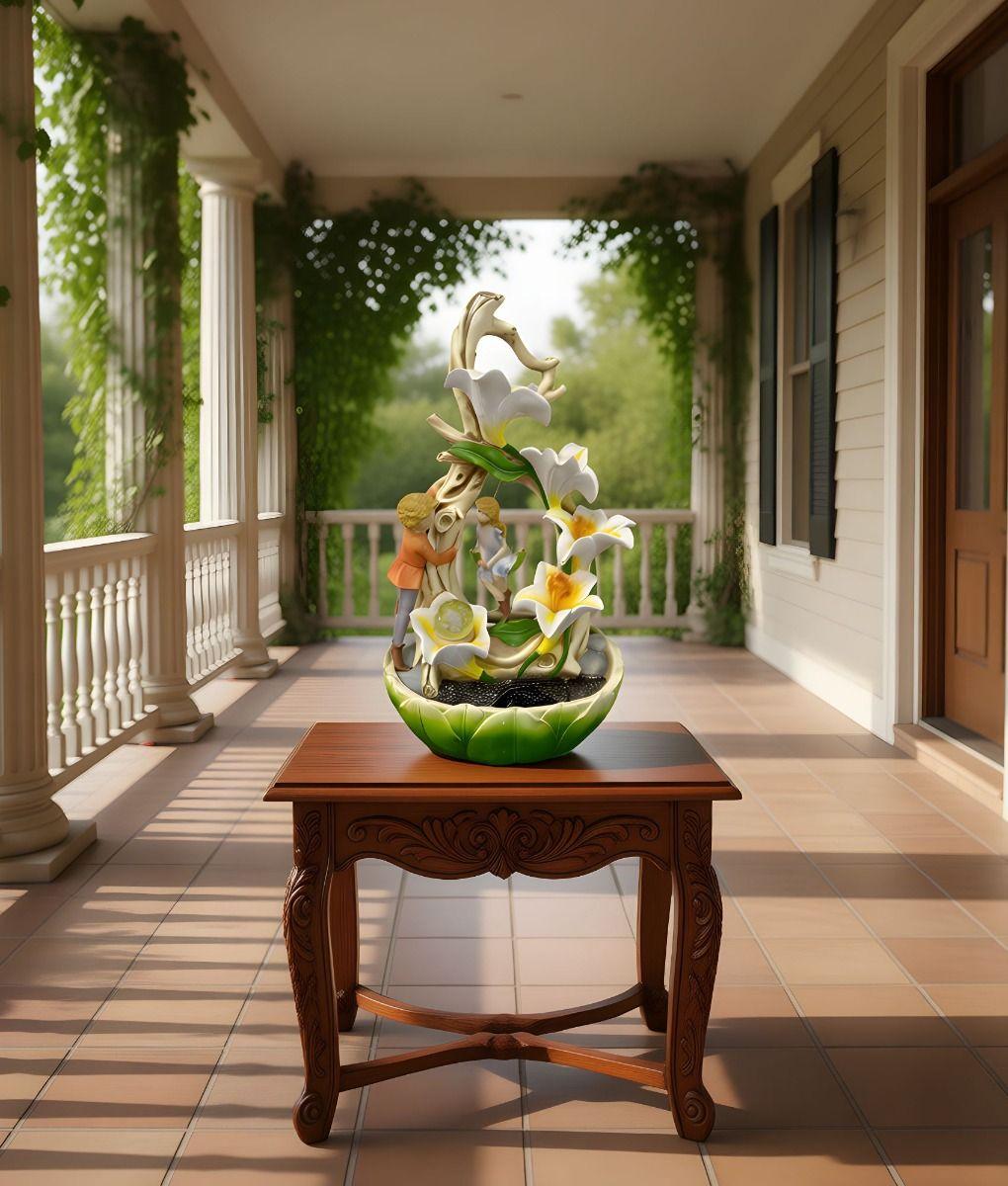 Fuente Agua Decorativa Sobremesa Flores Tulipanes Jhn-9