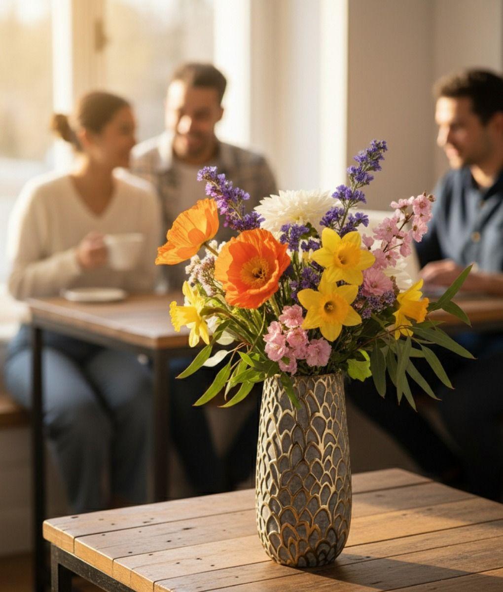 Florero Decorativo Abstracto Jarrón Textura Adorno Lujo Jhn-6
