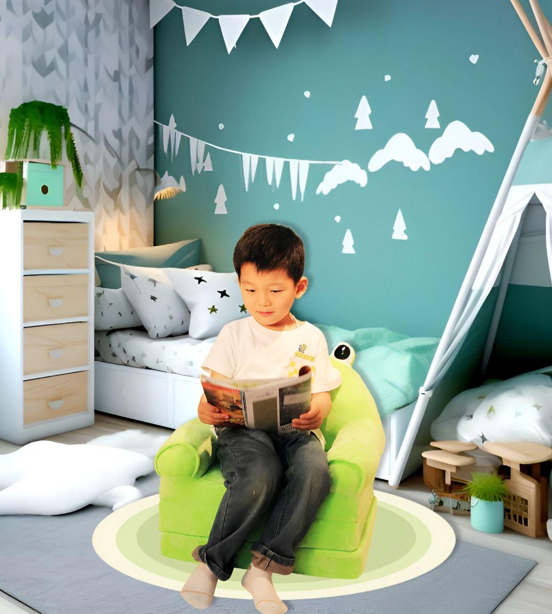 Sofá Plegable 2 en 1 Niños Respaldo Sillón Cama Suave Jhn-3