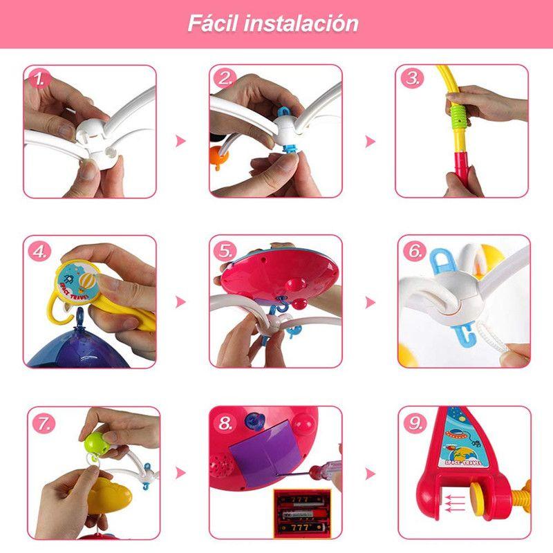 MOVIL DE CUNA PROYECTOR HELICOPTERO CUNERO ESTIMULA BEBE LAU-4