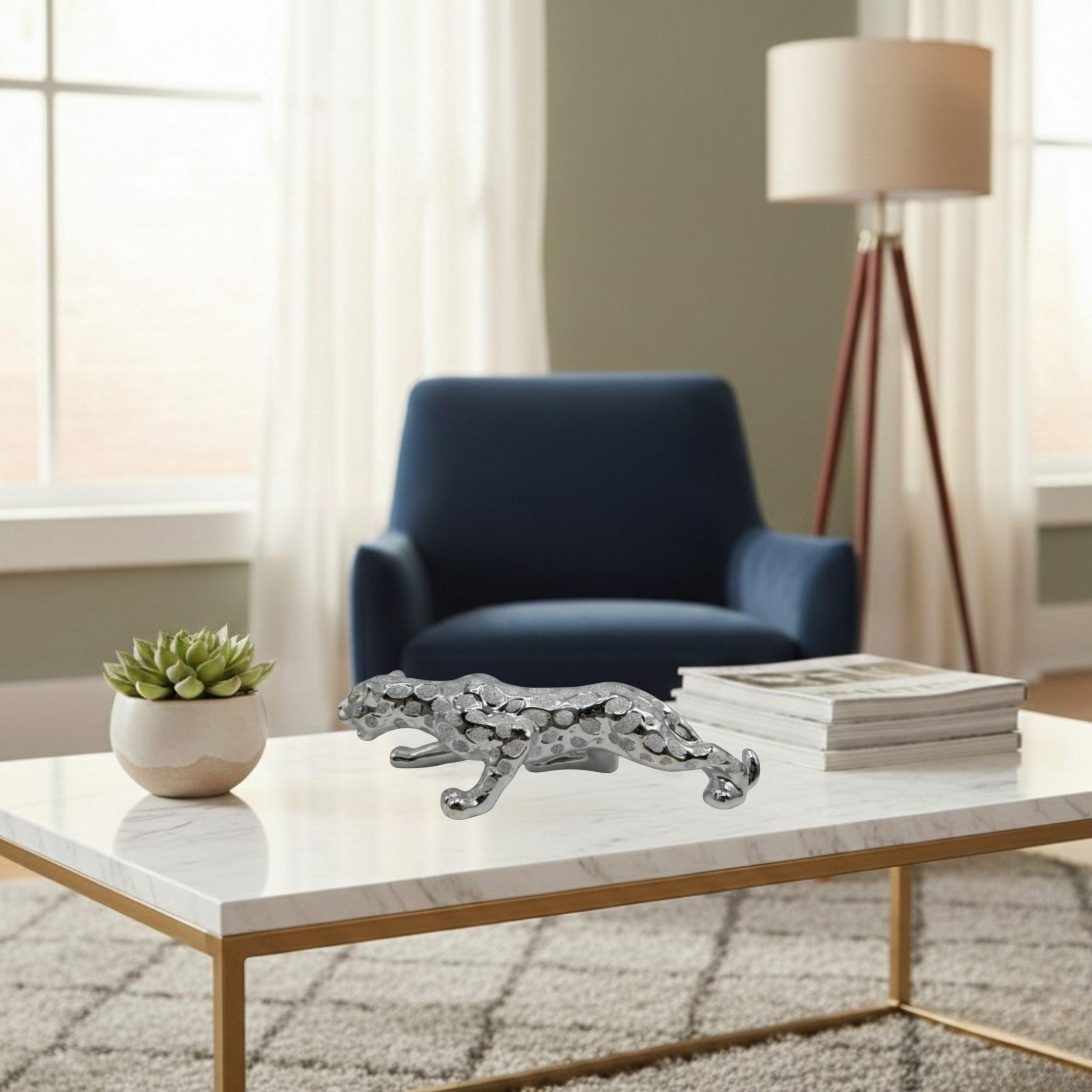 Figura Decorativa Jaguar Acecho Escultura Moderna Mesa ALJ-2