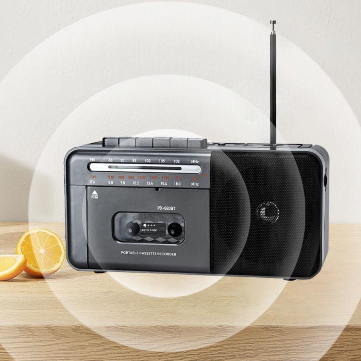 GRABADORA DE CINTA PORTATIL VINTAGE CON RADIO AM/FM LAU-3