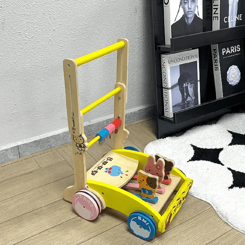 Andador Madera 2en1 Empujar Cochecito Primer Paso Niños Lau-3