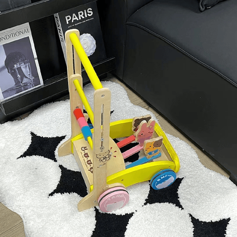 Andador Madera 2en1 Empujar Cochecito Primer Paso Niños Lau-7