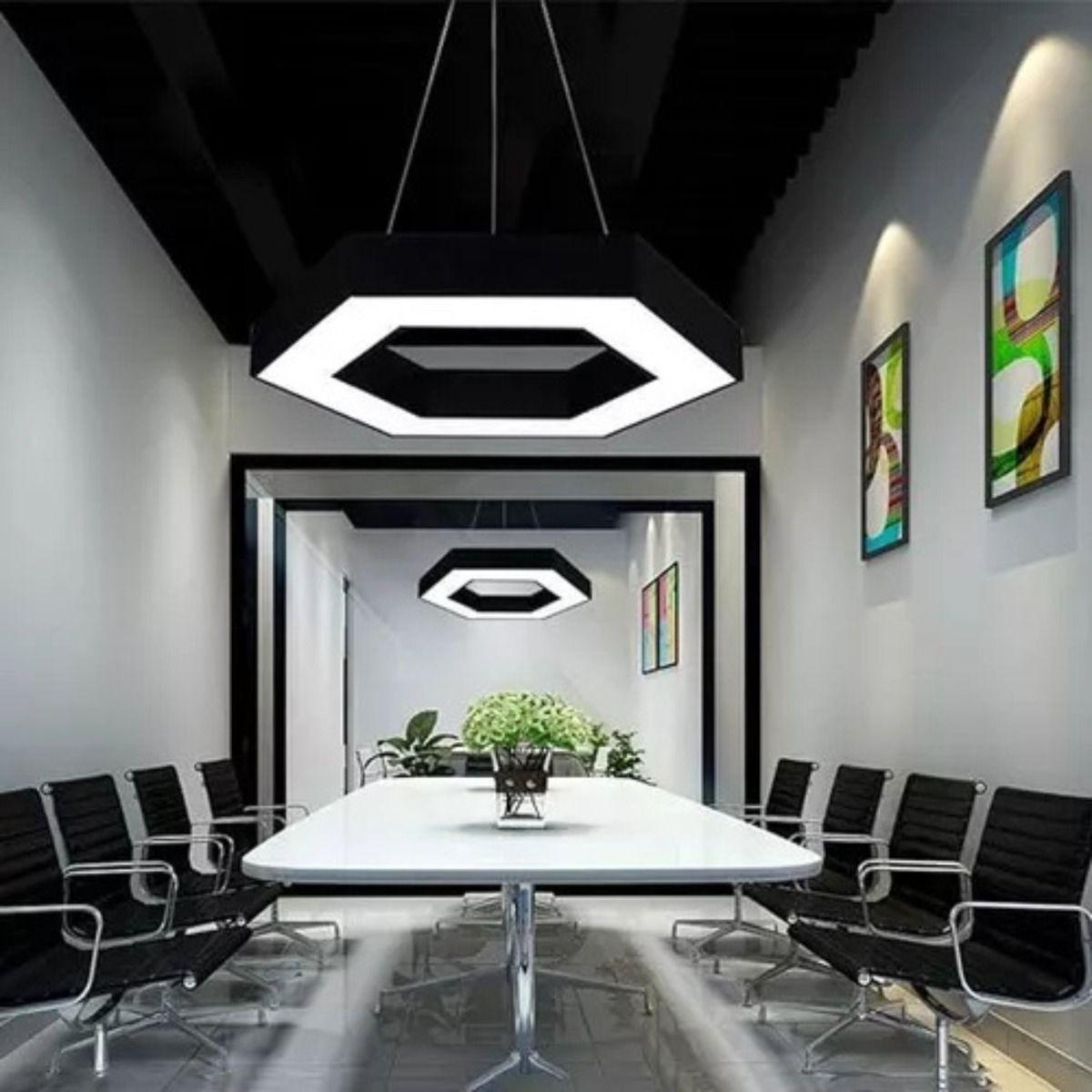 Lámpara Colgante Techo LED Minimalista Hexagonal Negro Jhn-3