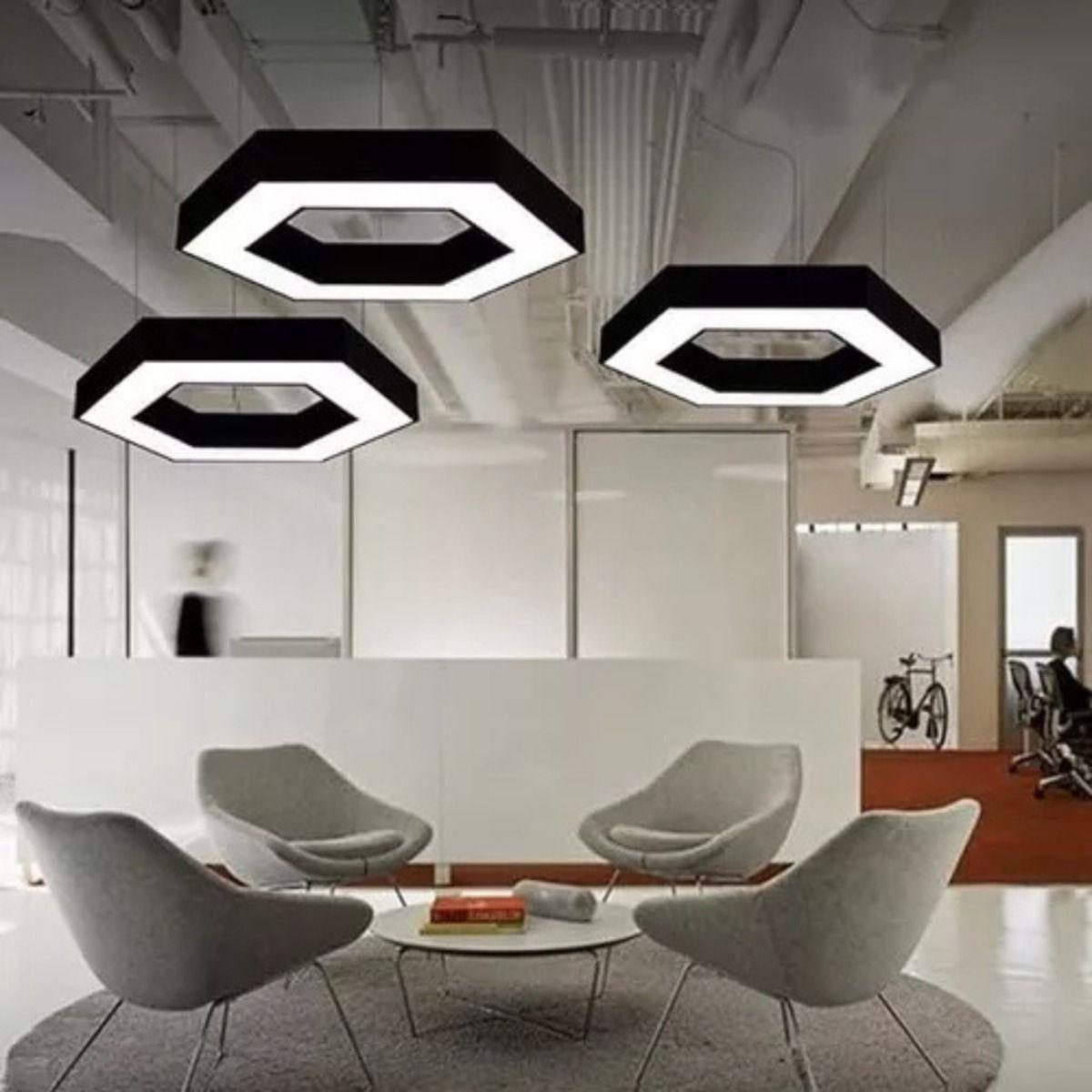 Lámpara Colgante Techo LED Minimalista Hexagonal Negro Jhn-5