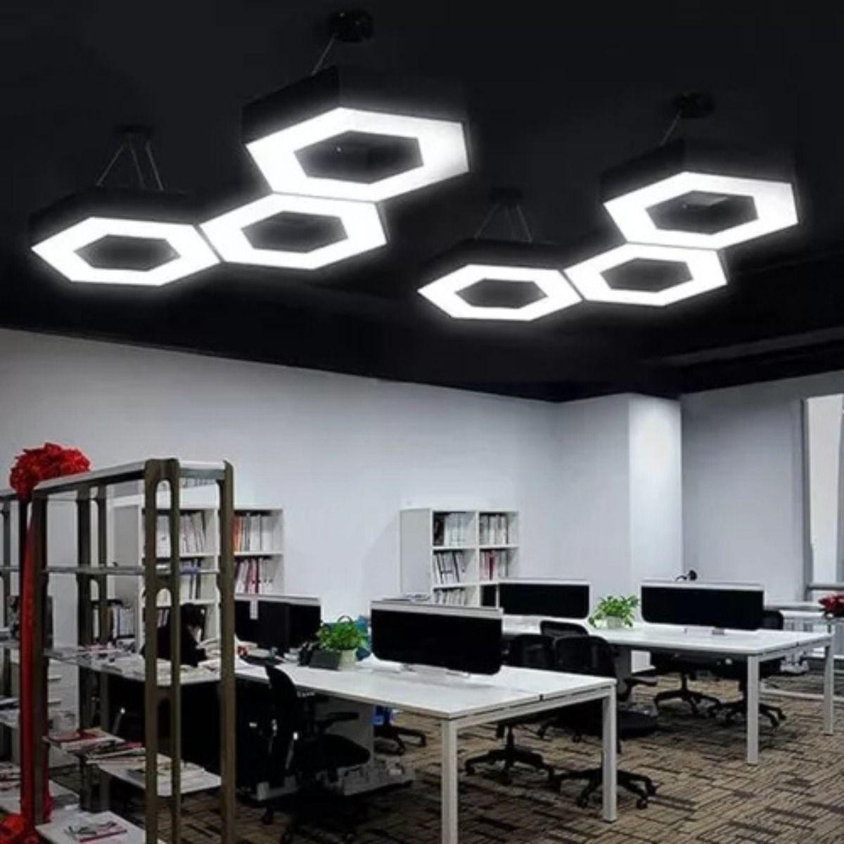 Lámpara Colgante Techo LED Minimalista Hexagonal Negro Jhn-7