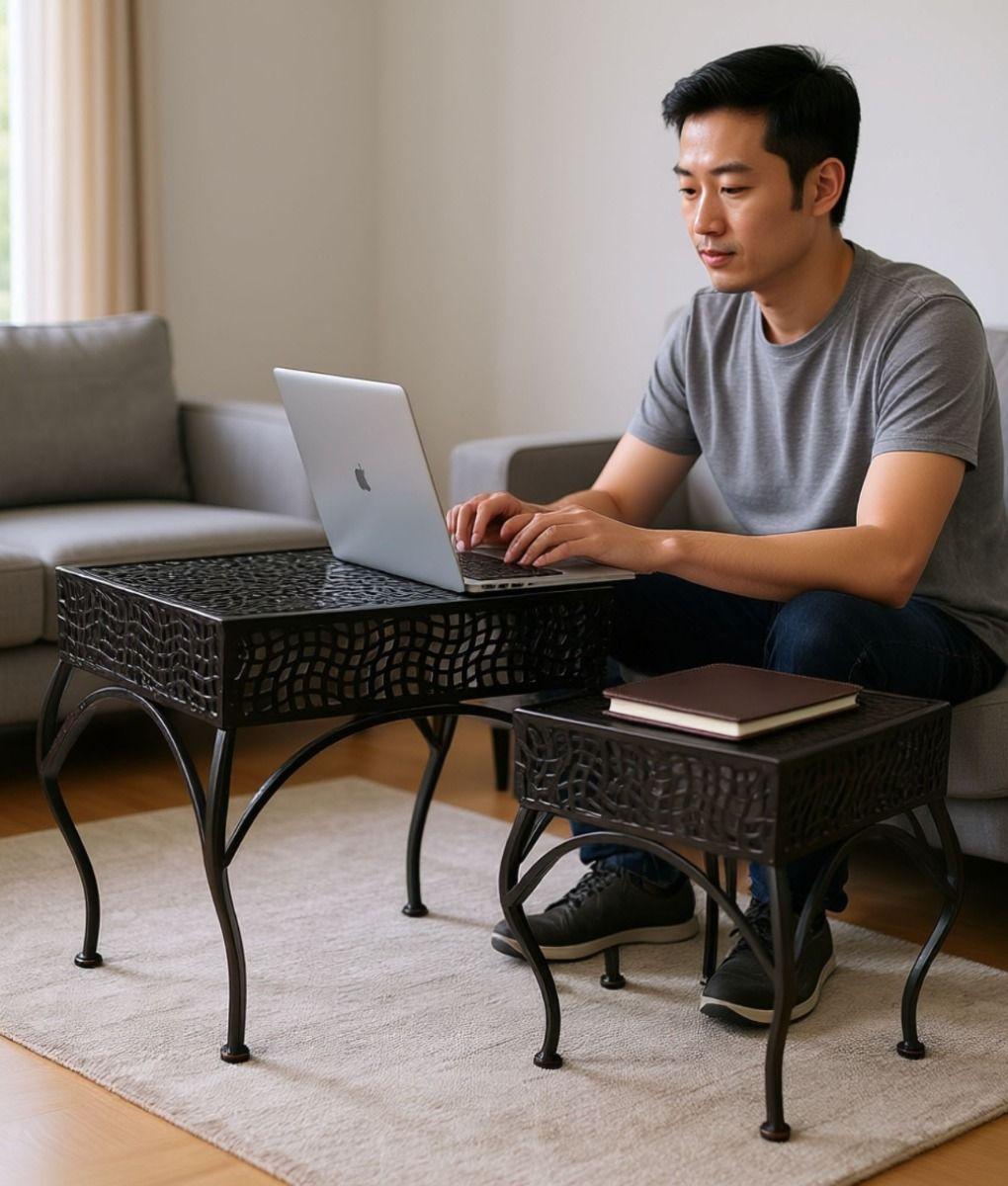 Set 2 Mesa Centro Decorativa Auxiliar Moderno Hogar Jhn-3