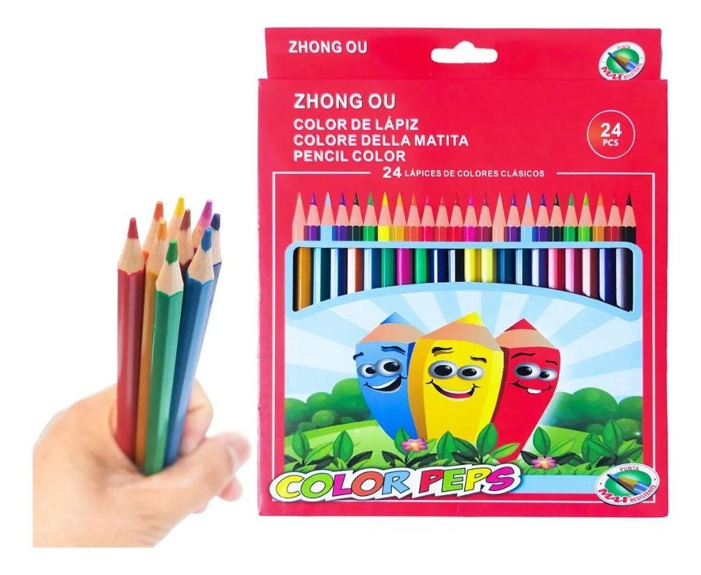 SET 4 CAJAS COLORES LAPICES 24 PIEZAS ARTE ESCUELA LAU-5