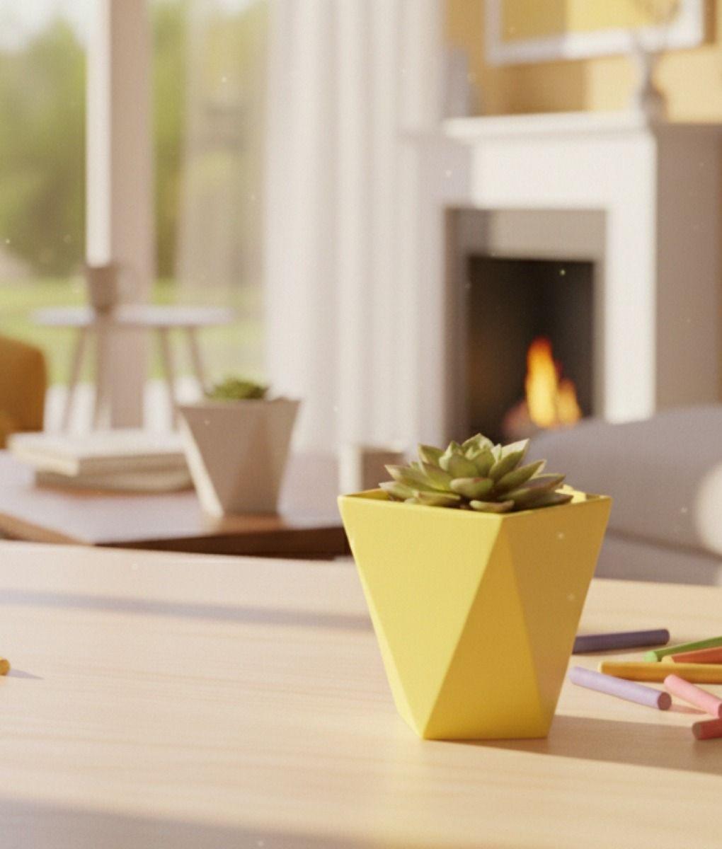 Set 2 Macetero Decorativo Geométrico Diamantado Adorno Jhn-9