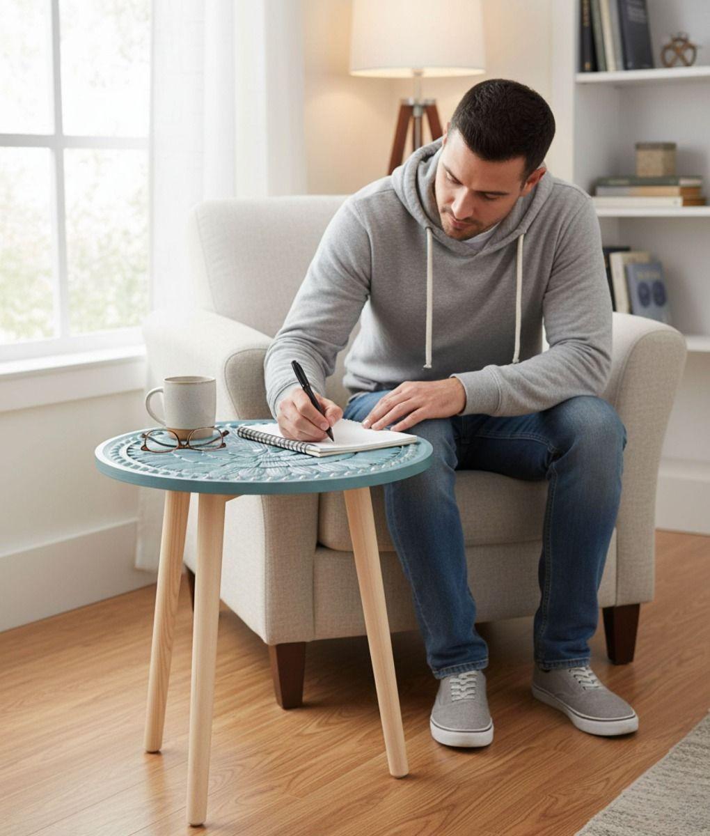 Mesa Centro Redonda Decorativa Auxiliar Moderno Hogar Jhn-3