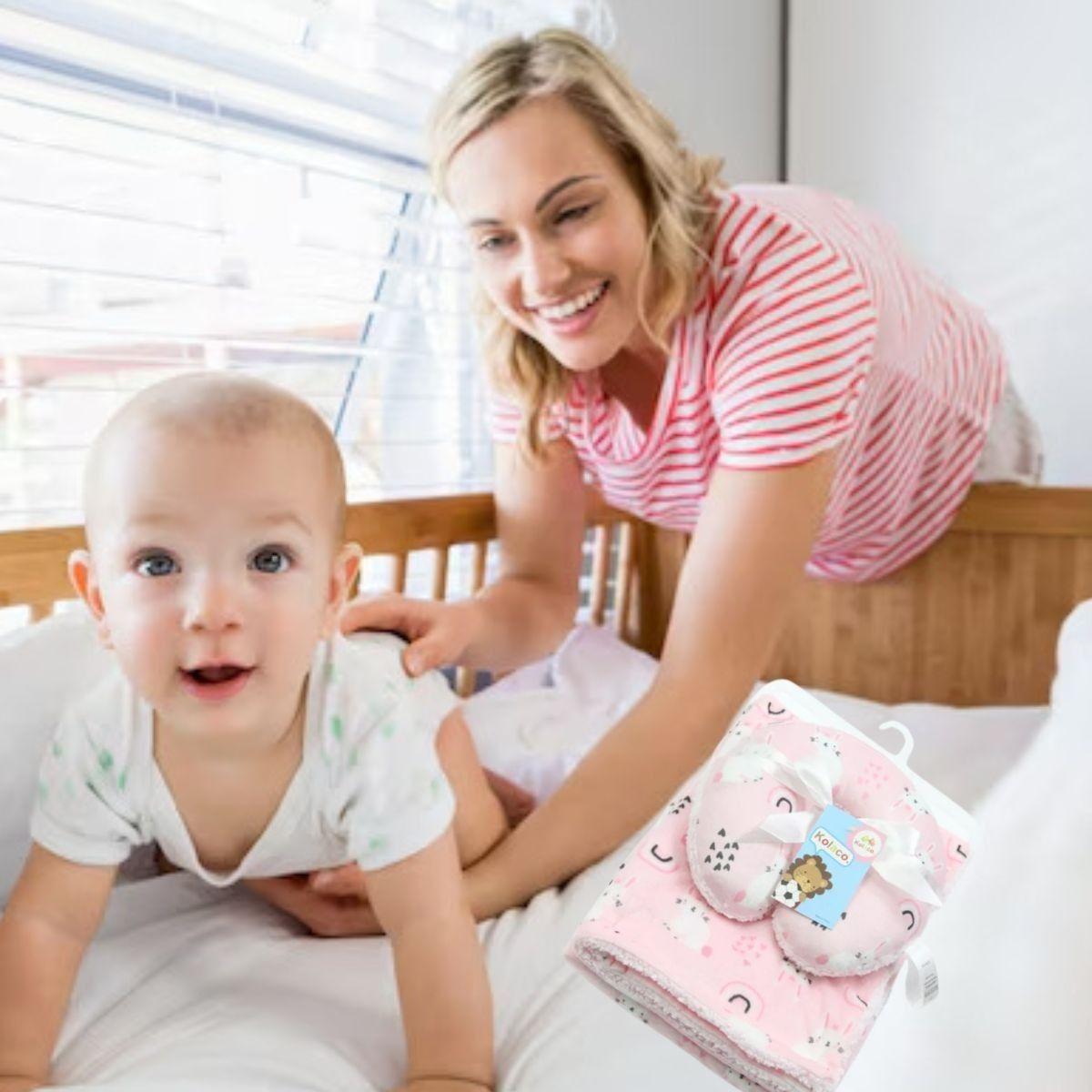 SET MANTA POLAR PARA BEBE+ COJIN PARA CUELLO BEBE LAU-1