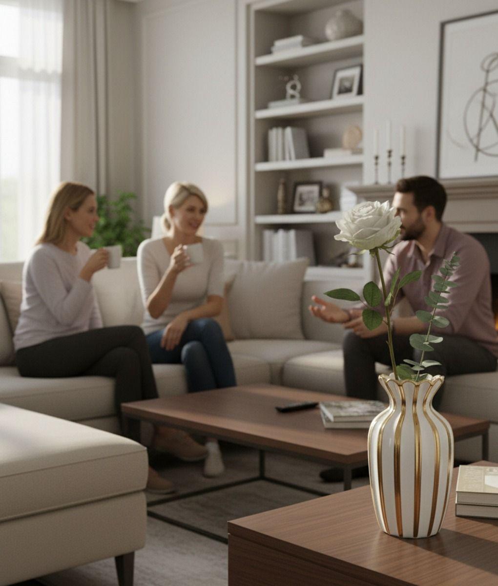 Florero Decorativo Elegancia Rayada Lujo Jarrón Adorno Jhn-2