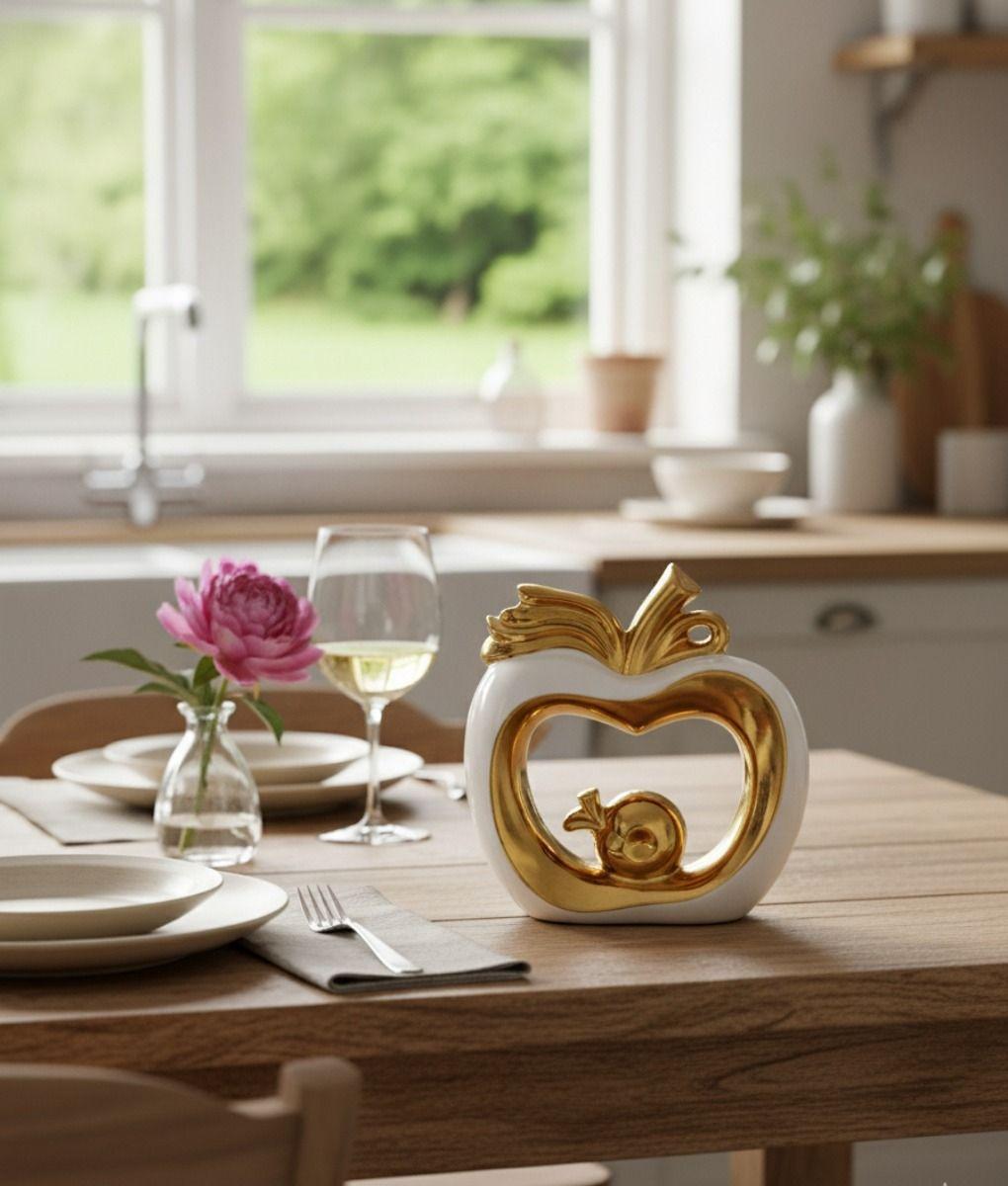 Figura Decorativa Manzana Núcleo Dorado Estatua Adorno Jhn-8