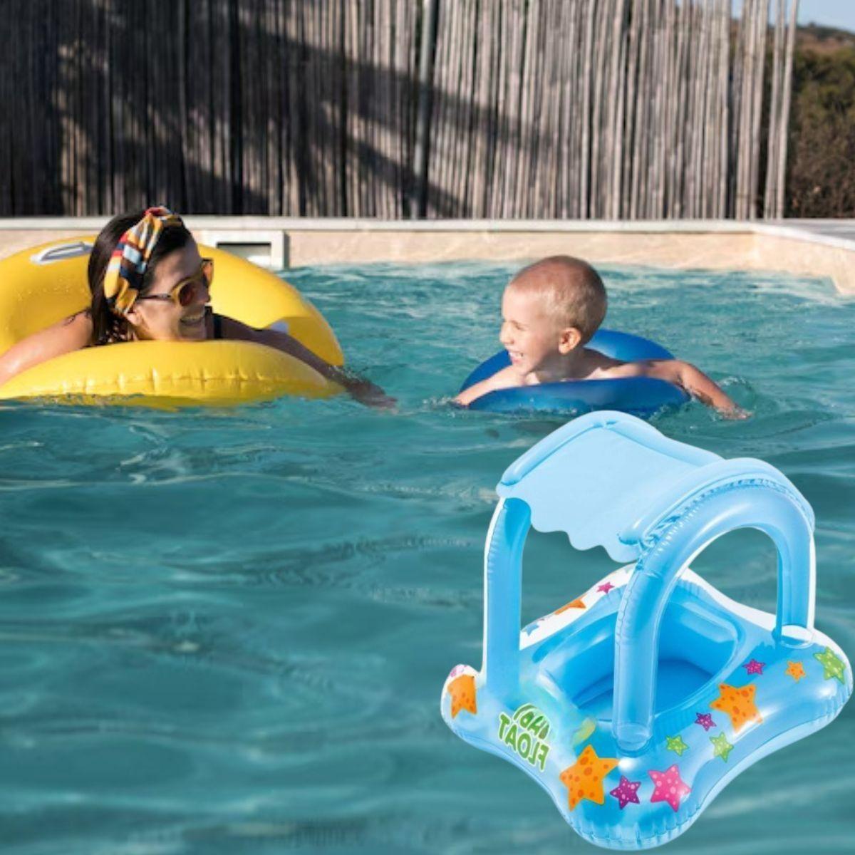 INFLABLE FLOTADOR PARA BEBE CON TECHO PISCINA PLAYA LAU-7