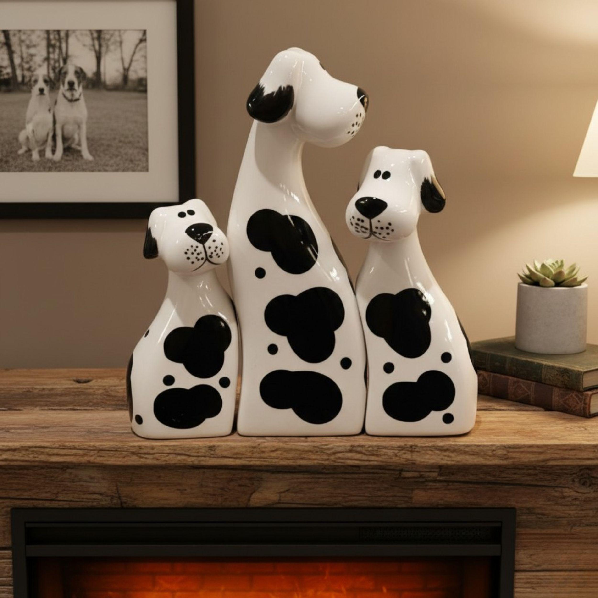 Set 3 Figuras Perritos Decorativos Adorno Centro Mesa ALJ-7