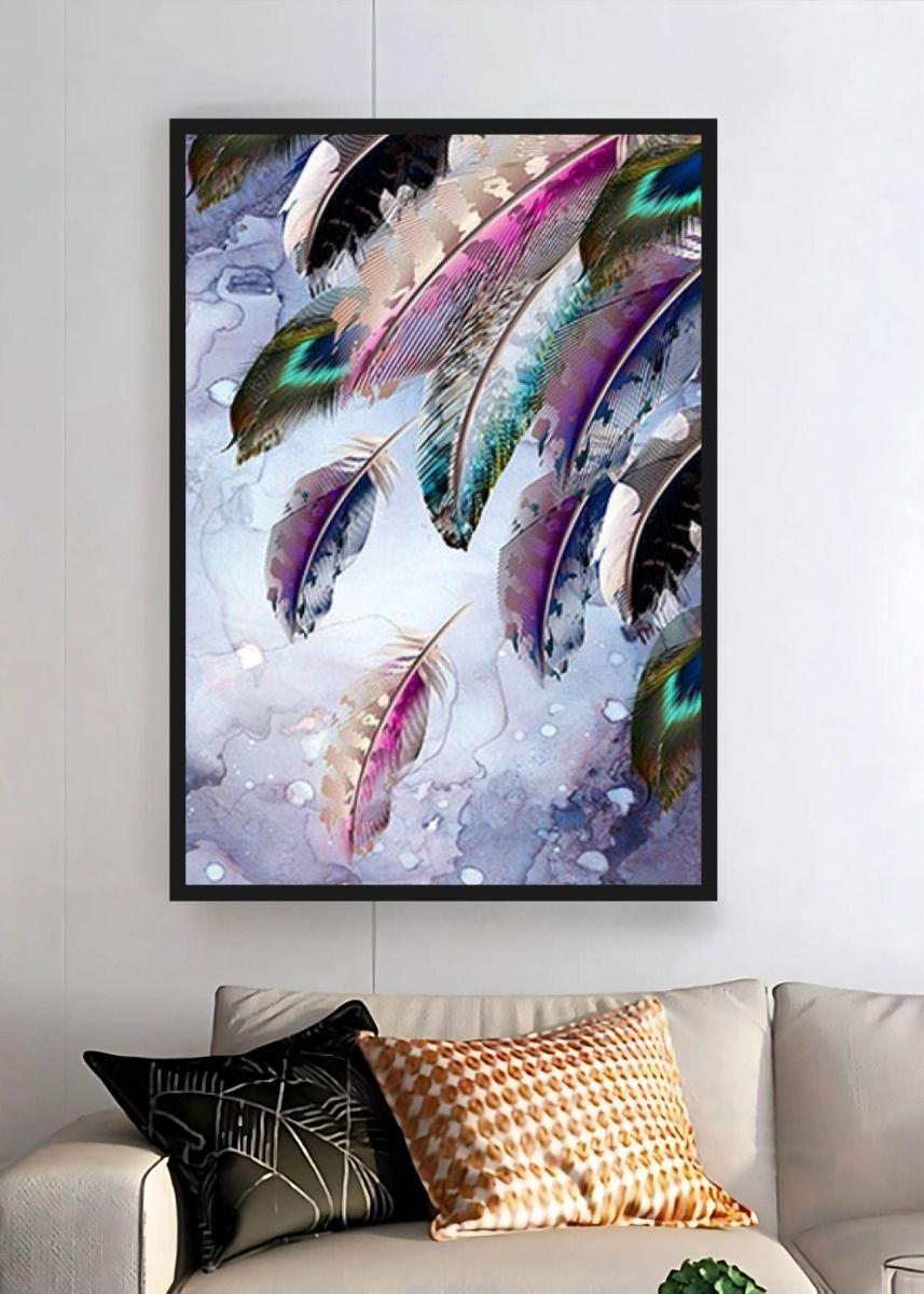 Cuadro Decorativo Abstracto Plumas Moderno Arte Hogar Jhn-5